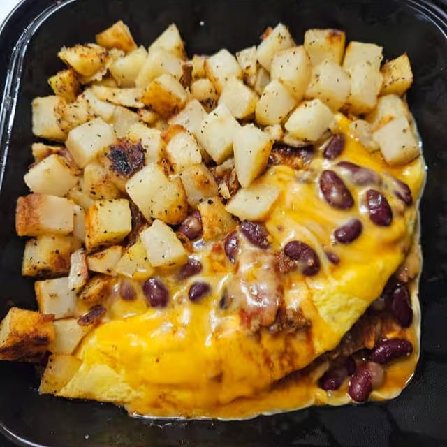 Chili Beans & Cheese Omelette.