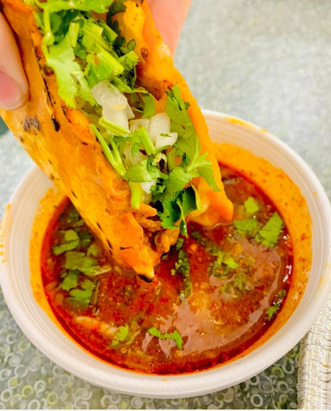 Shrimp Birria Taco NO QUESO.