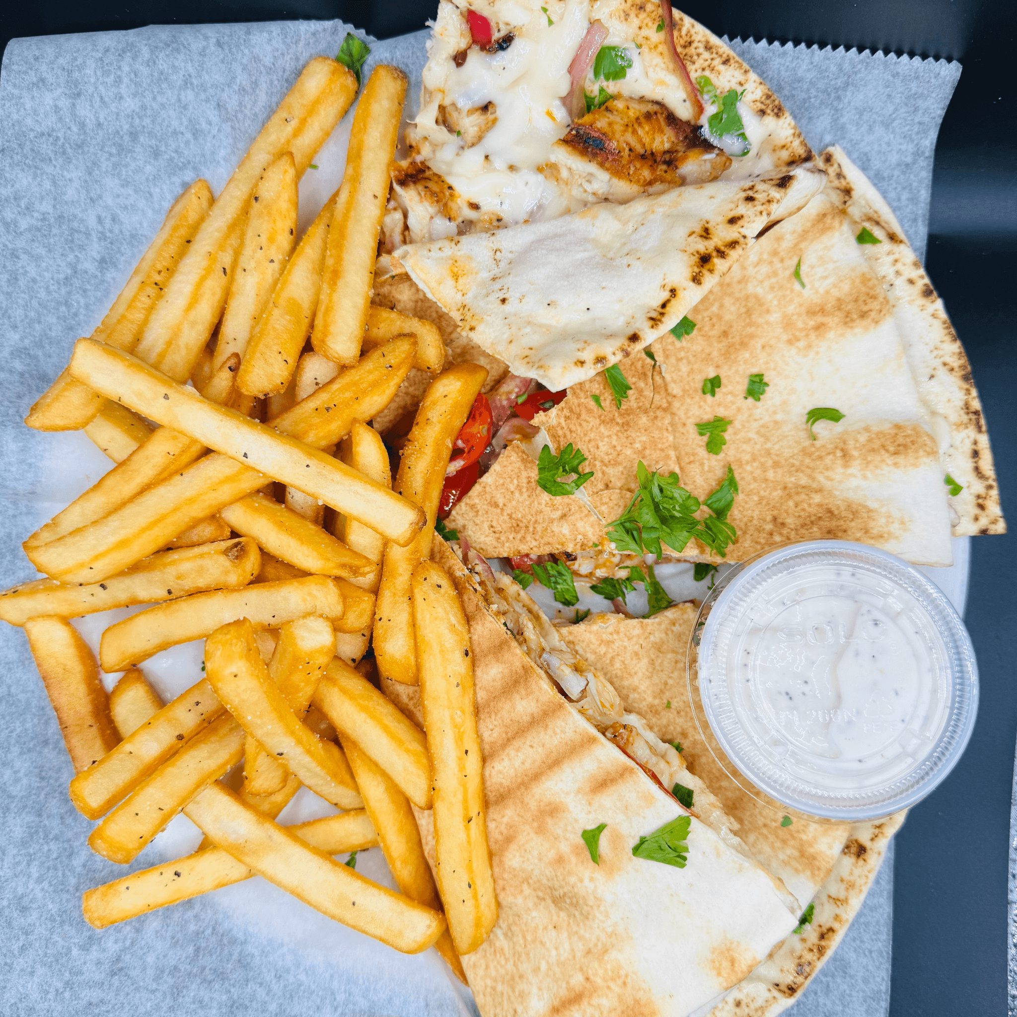  QUESADILLA W/ FRIES choice of protein..