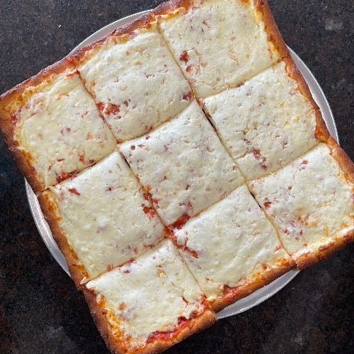 Sicilian Cheese Pizza.