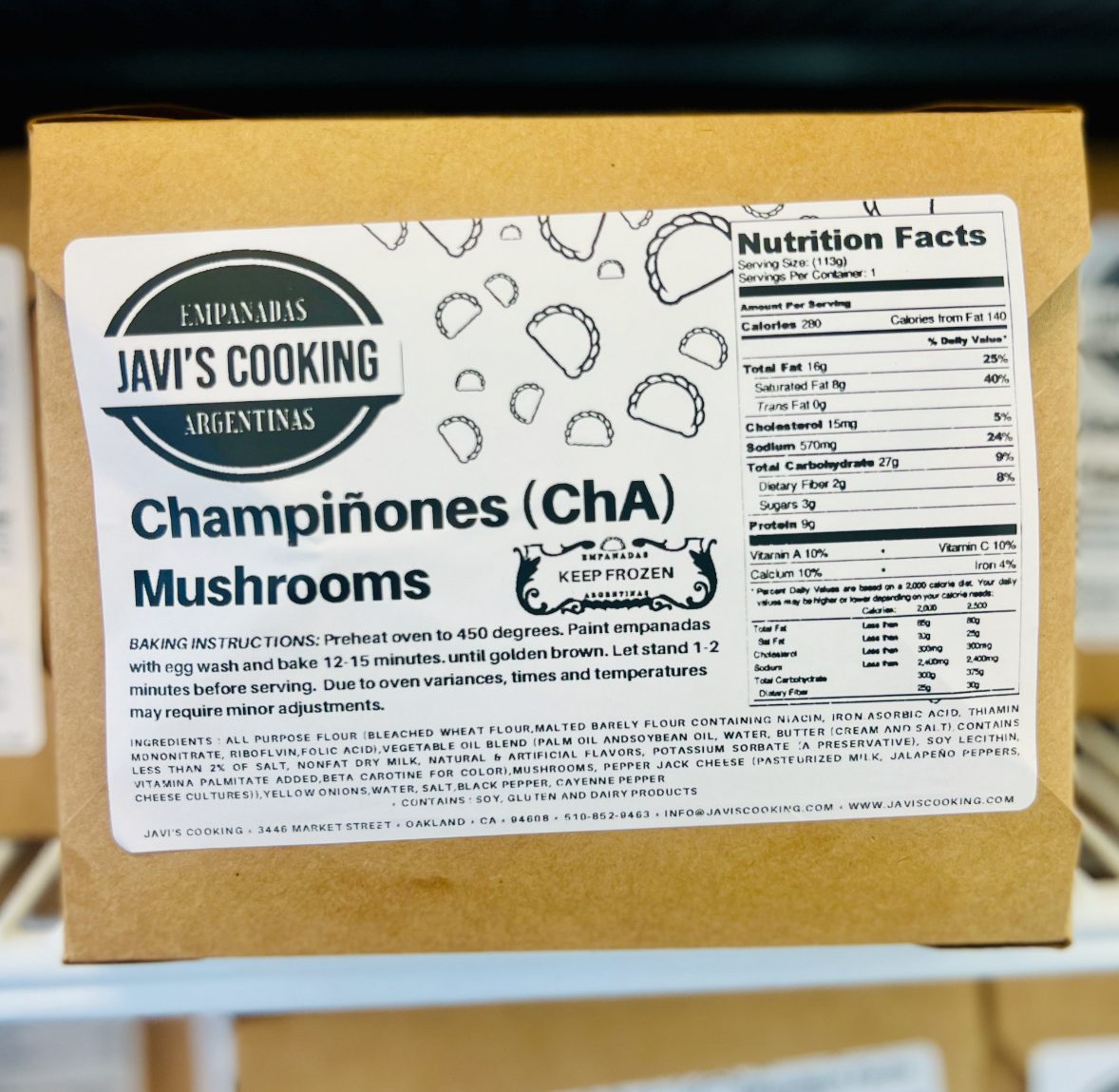 Champiñones-ChA (4 Pack) Frozen Empanadas.