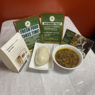 Banku and assorted Okra soup 