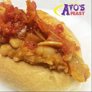 Baked bean with cebolada sandwich