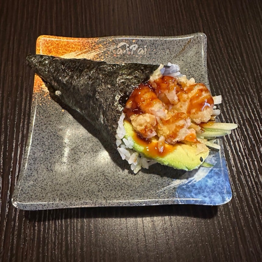Shrimp Tempura Hand Roll.