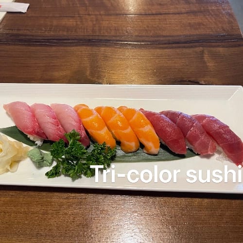 Tri-Colored Sushi Entree.