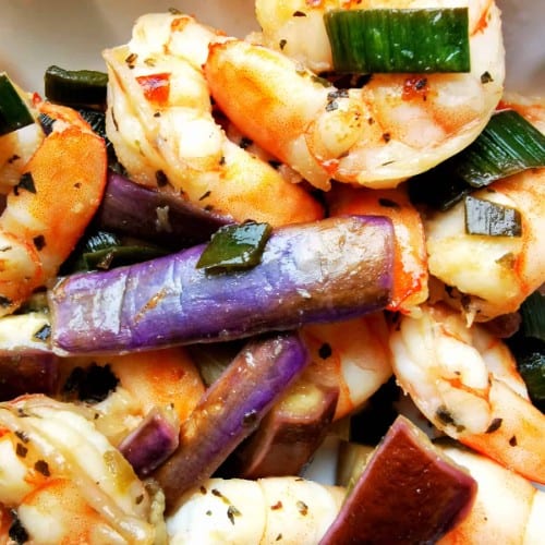 Asian Eggplant with Shrimp.