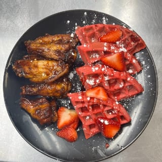 Chicken & Red Velvet Waffles