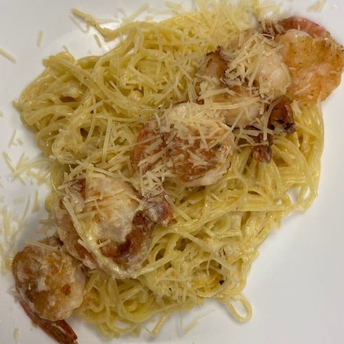Shrimp Linguine Alfredo.