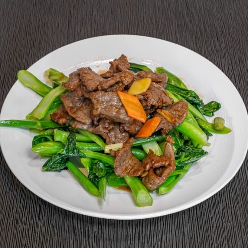 Sautéed Beef with Chinese Broccoli.