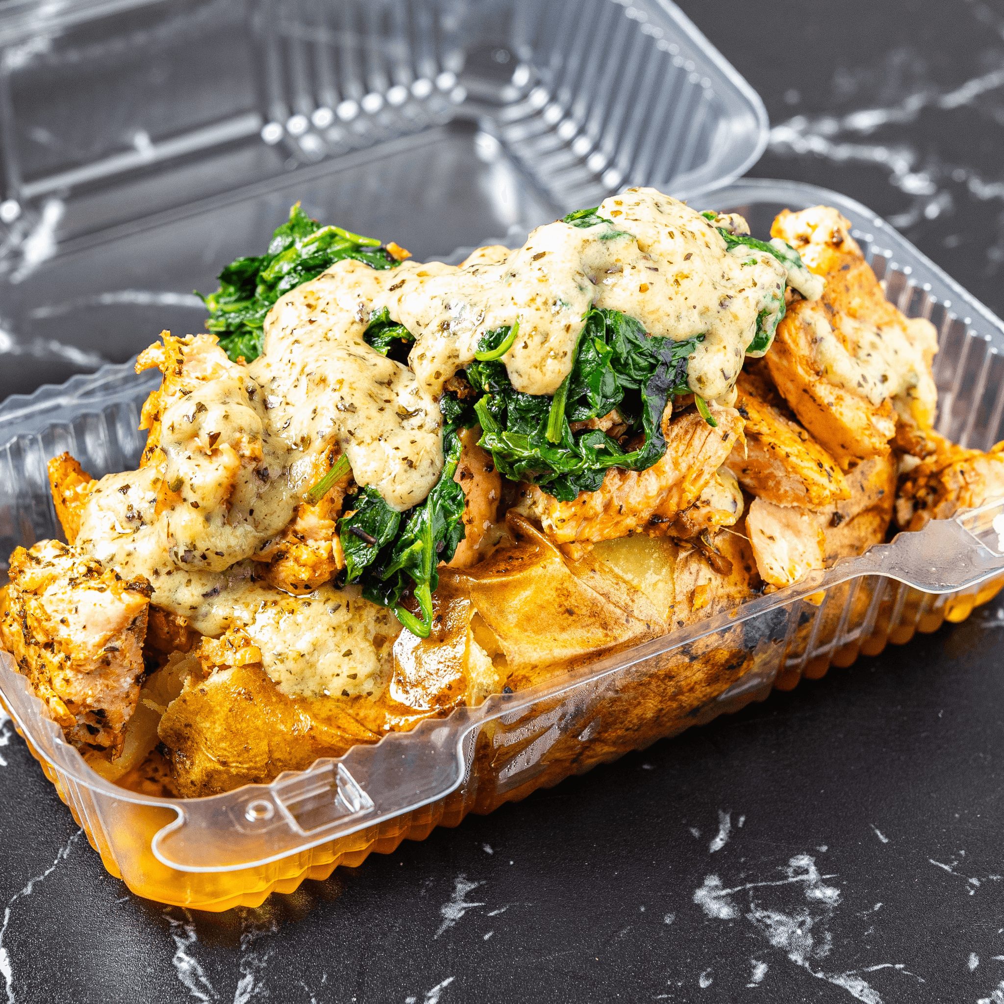 Salmon Alfredo - Grilled Salmon.