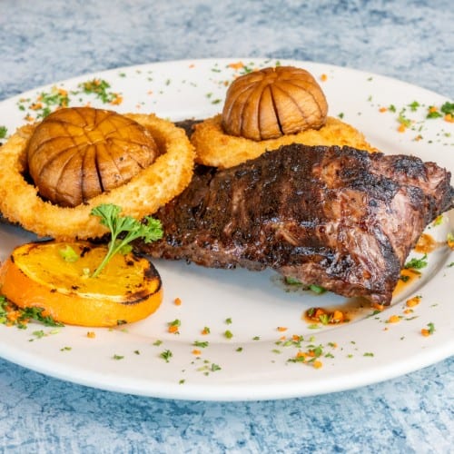 Broiled Romanian Tenderloin Angus Steak.