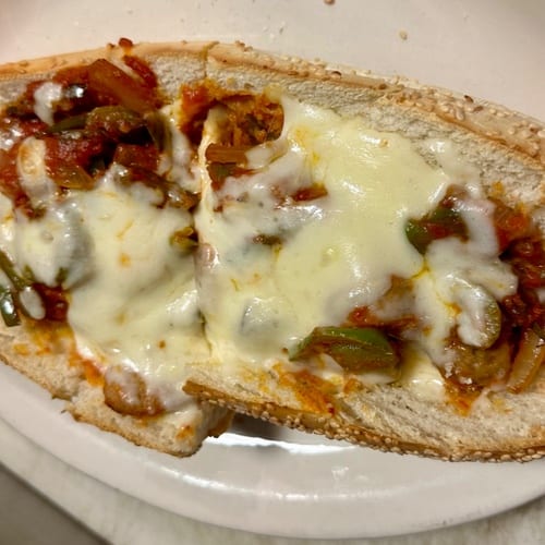 Sausage, Pepper & Onion Sandwich.