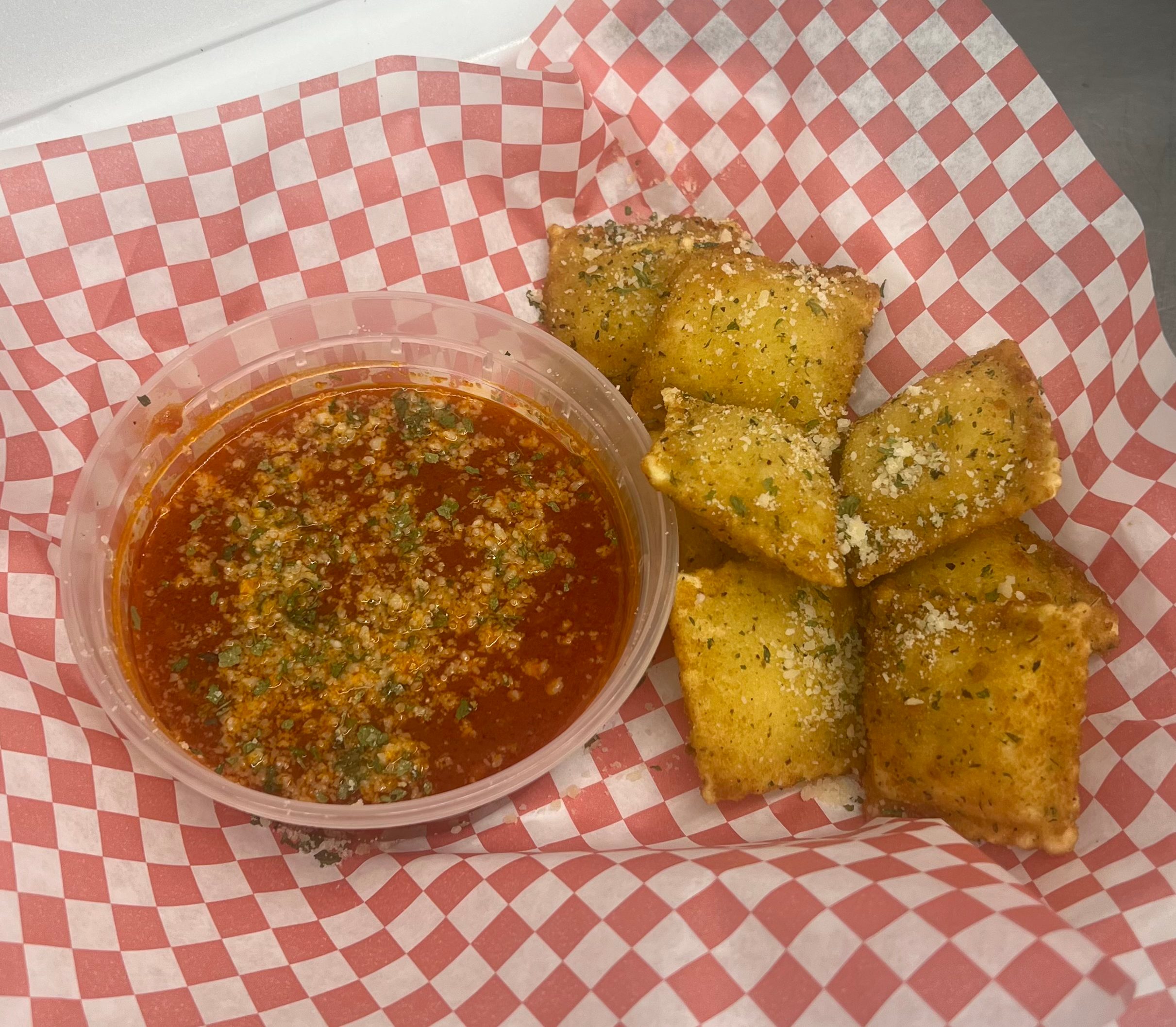Fried Ravioli With Bolognese X 8.