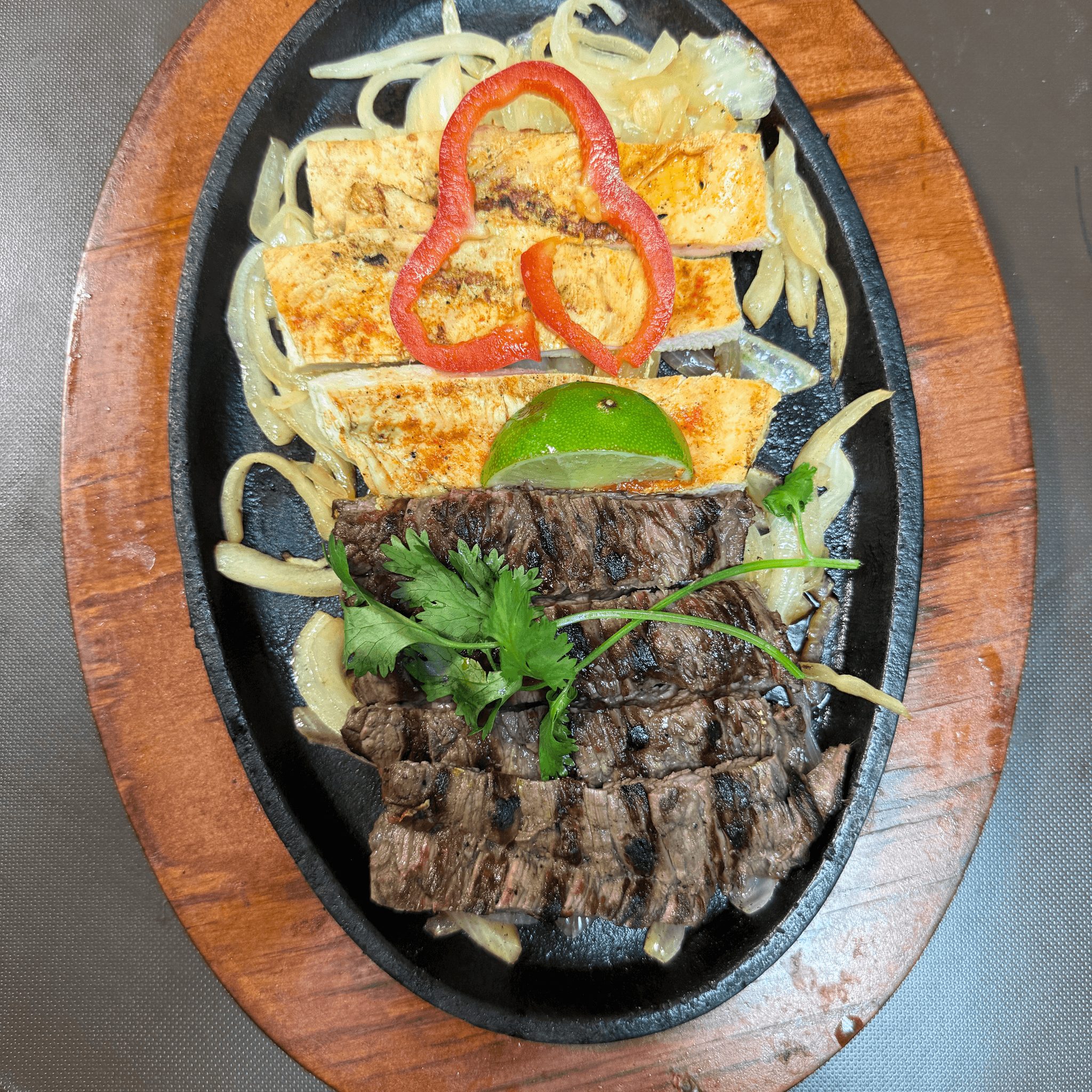 Beef & Chicken Fajitas.