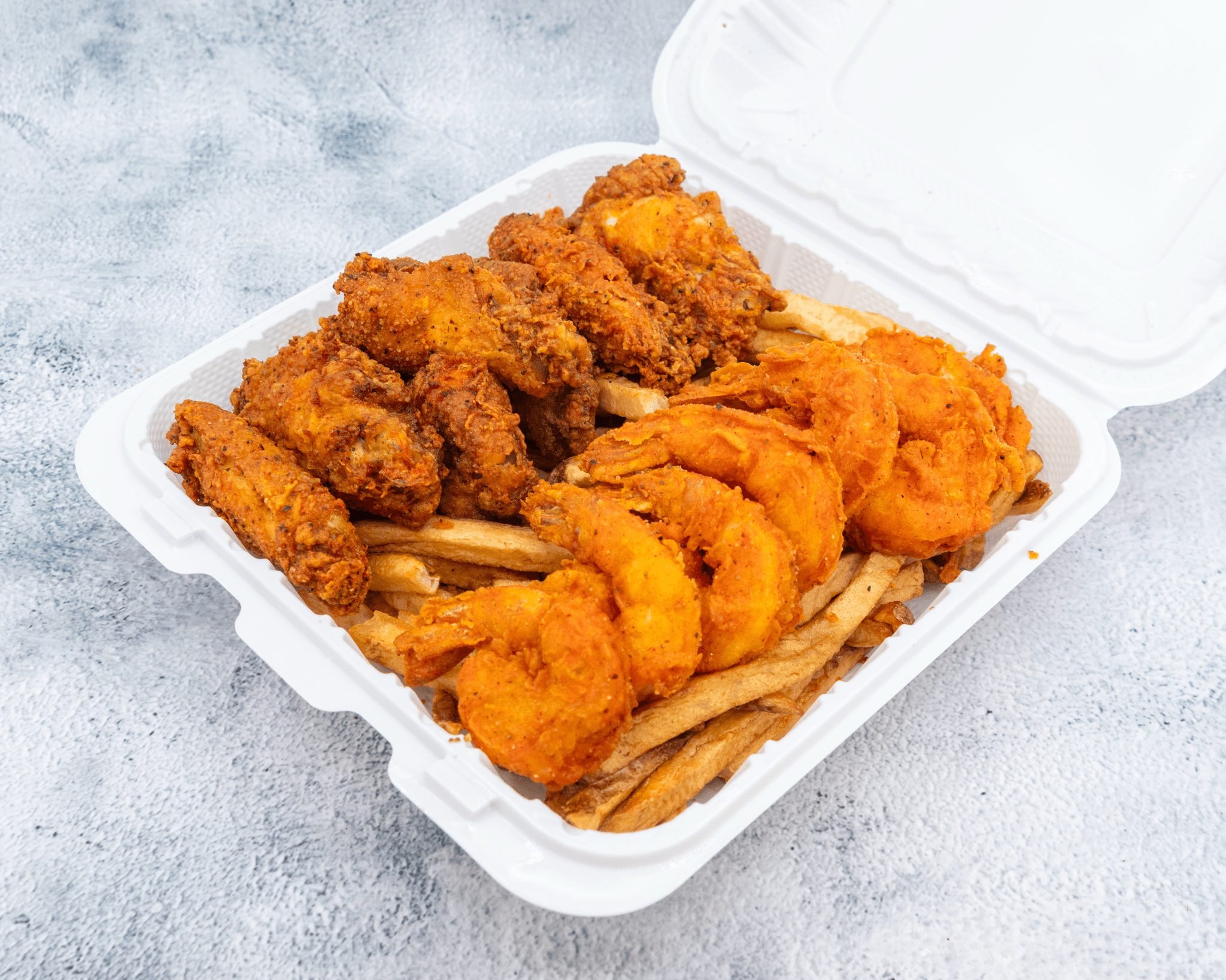 Fried Chicken & Shrimp Combo Basket.