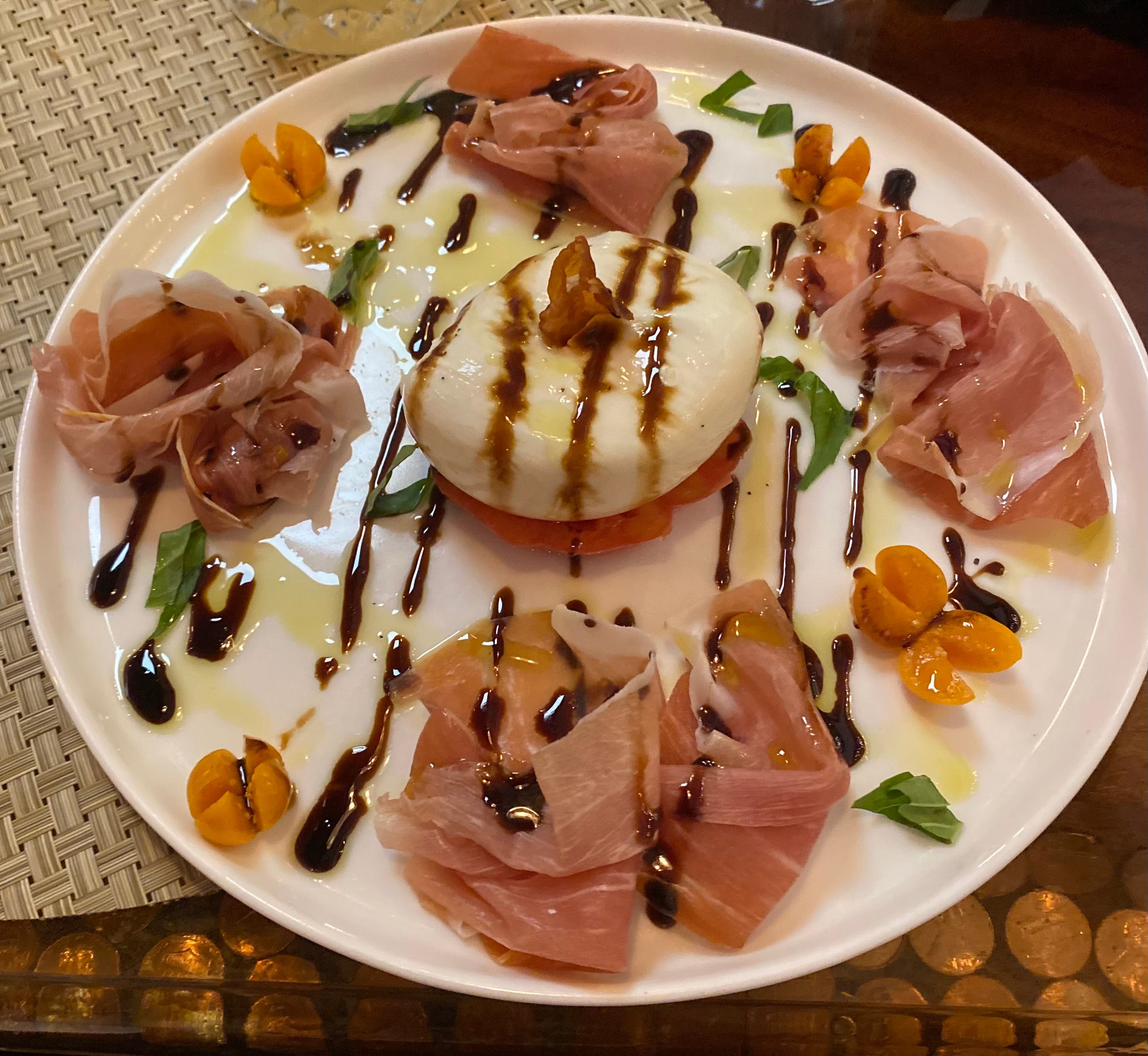 Burrata and Prosciutto di Parma.