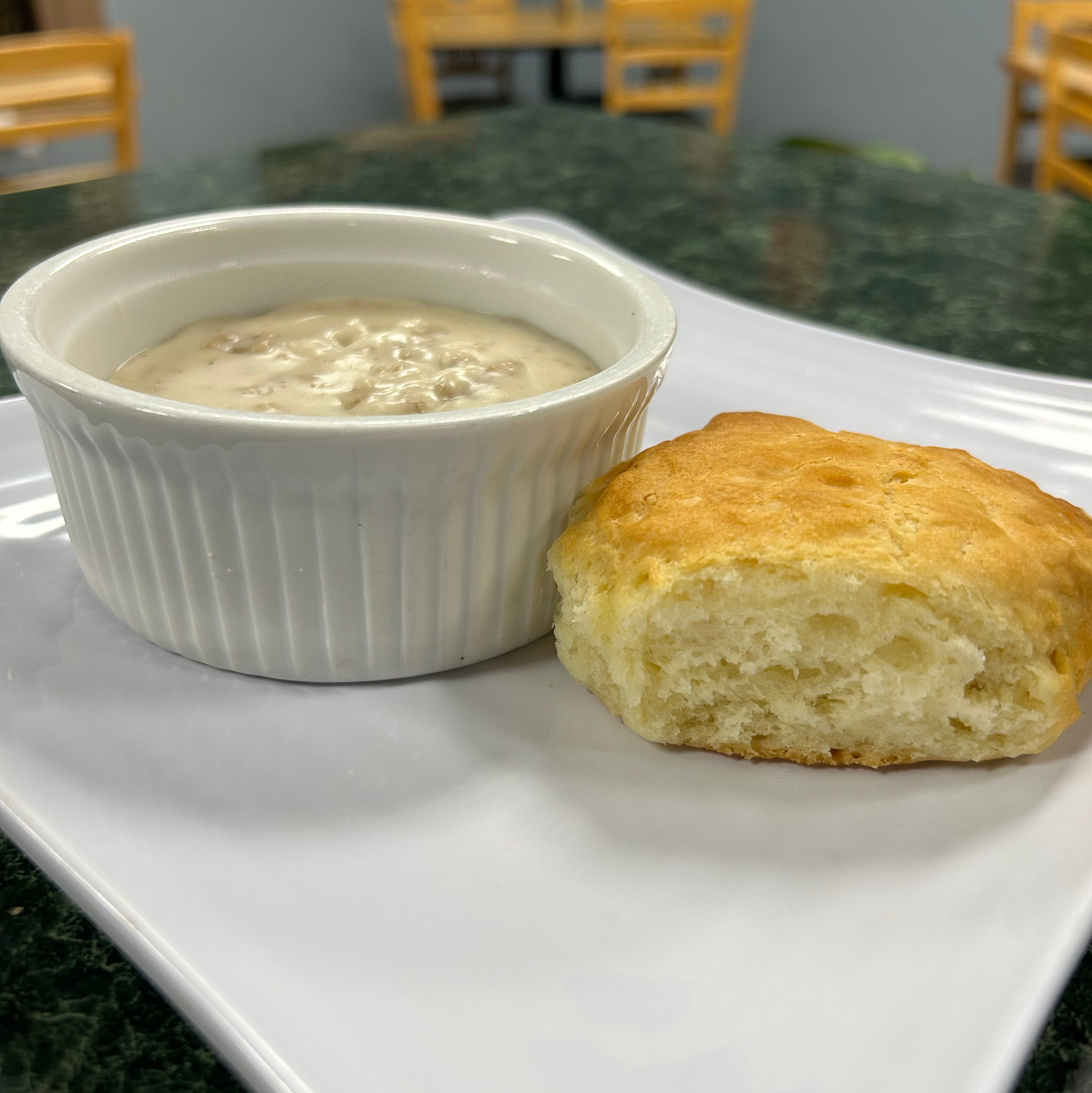 Biscuit And sausage gravy 1/2 Order.
