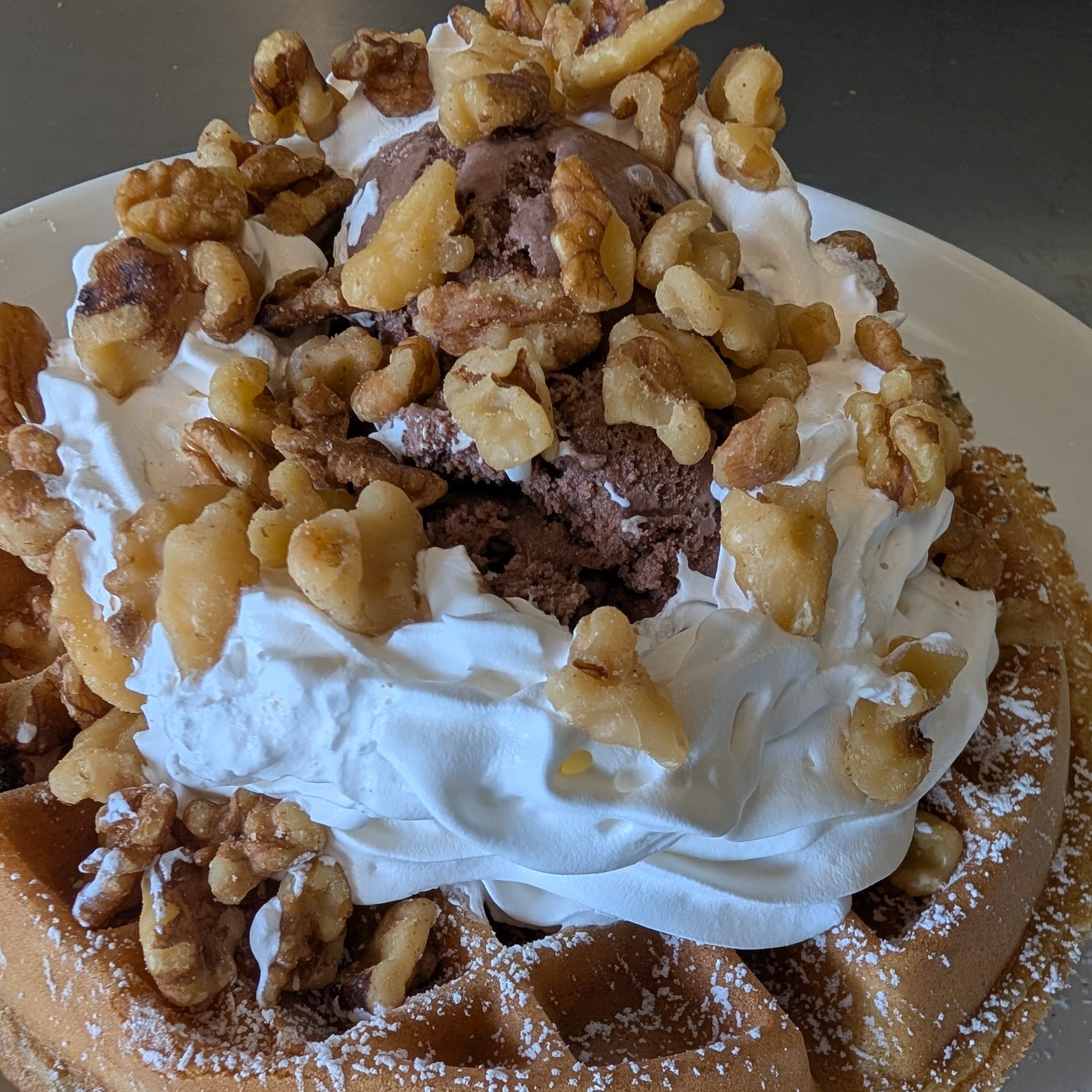Beligian Waffle with Ice Cream.