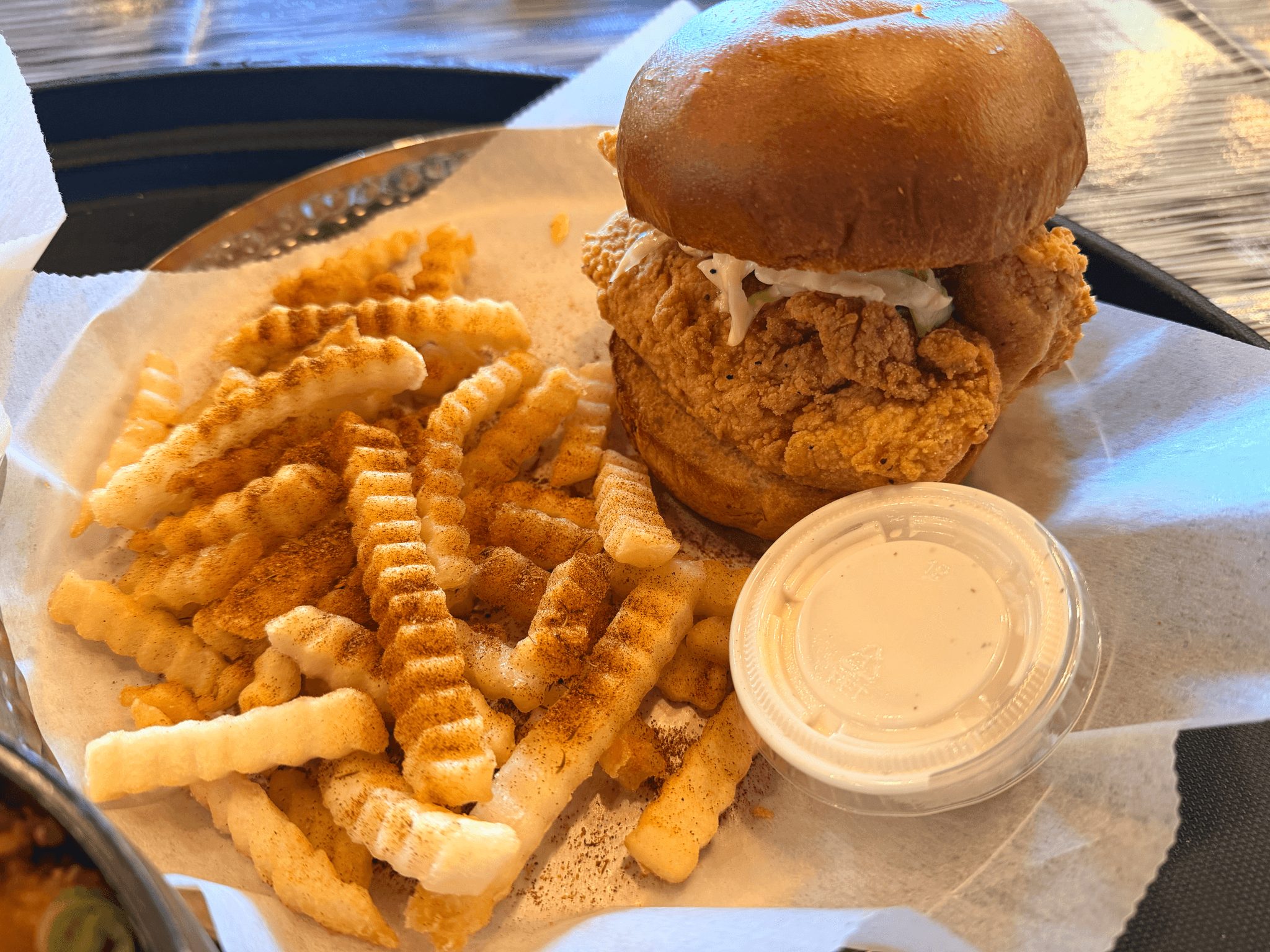 Chicken Burger and Fries.