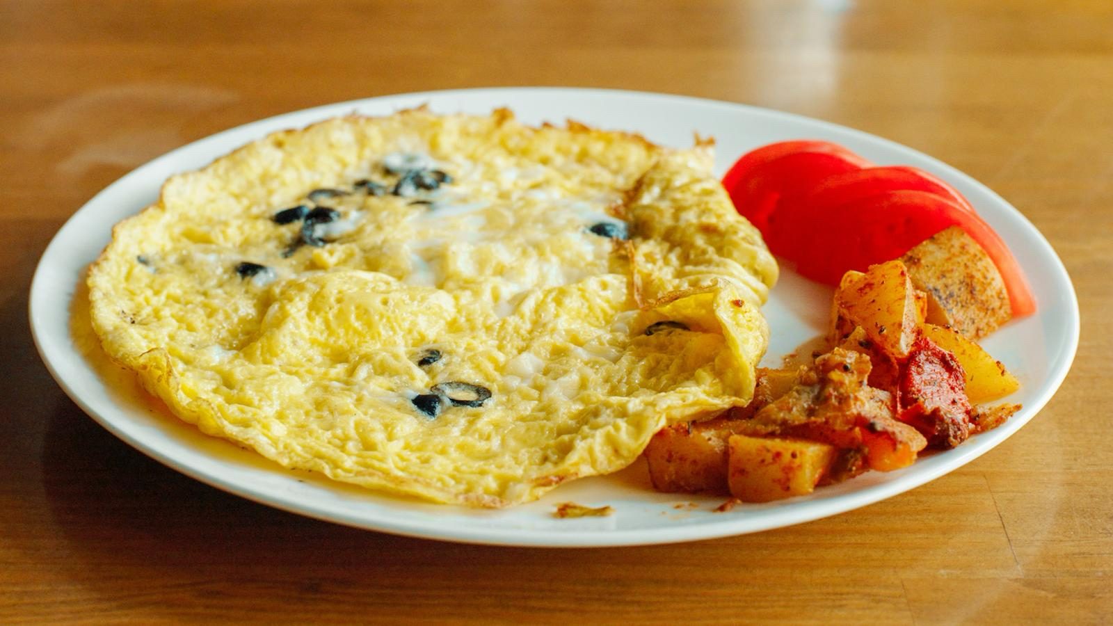 Olives and Mozzarella Cheese Omelet.
