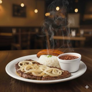 Bistec Encebollado/Grilled Steak With Sautéed Onions 