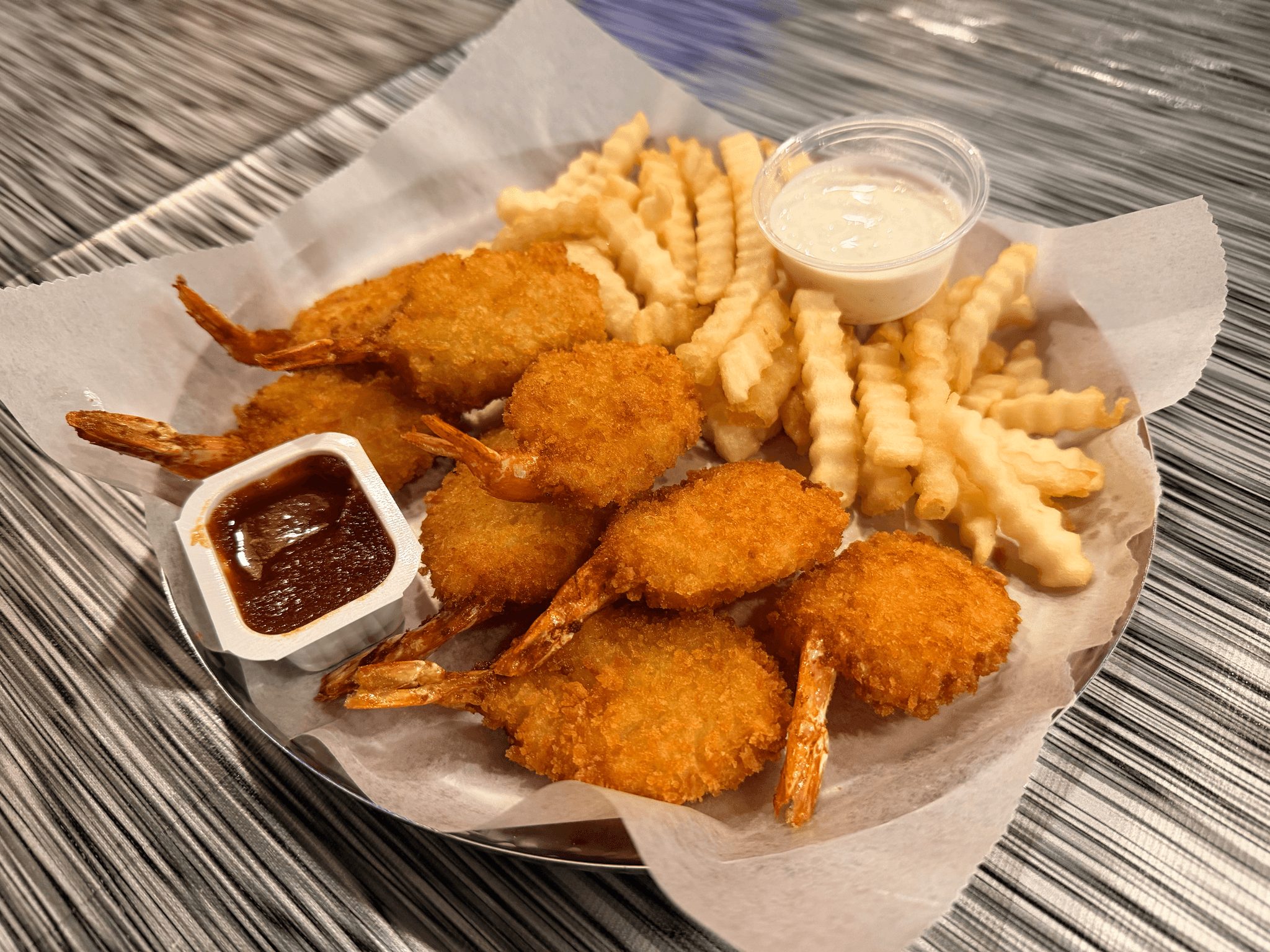 Jumbo Butterfly Shrimp and Fries.
