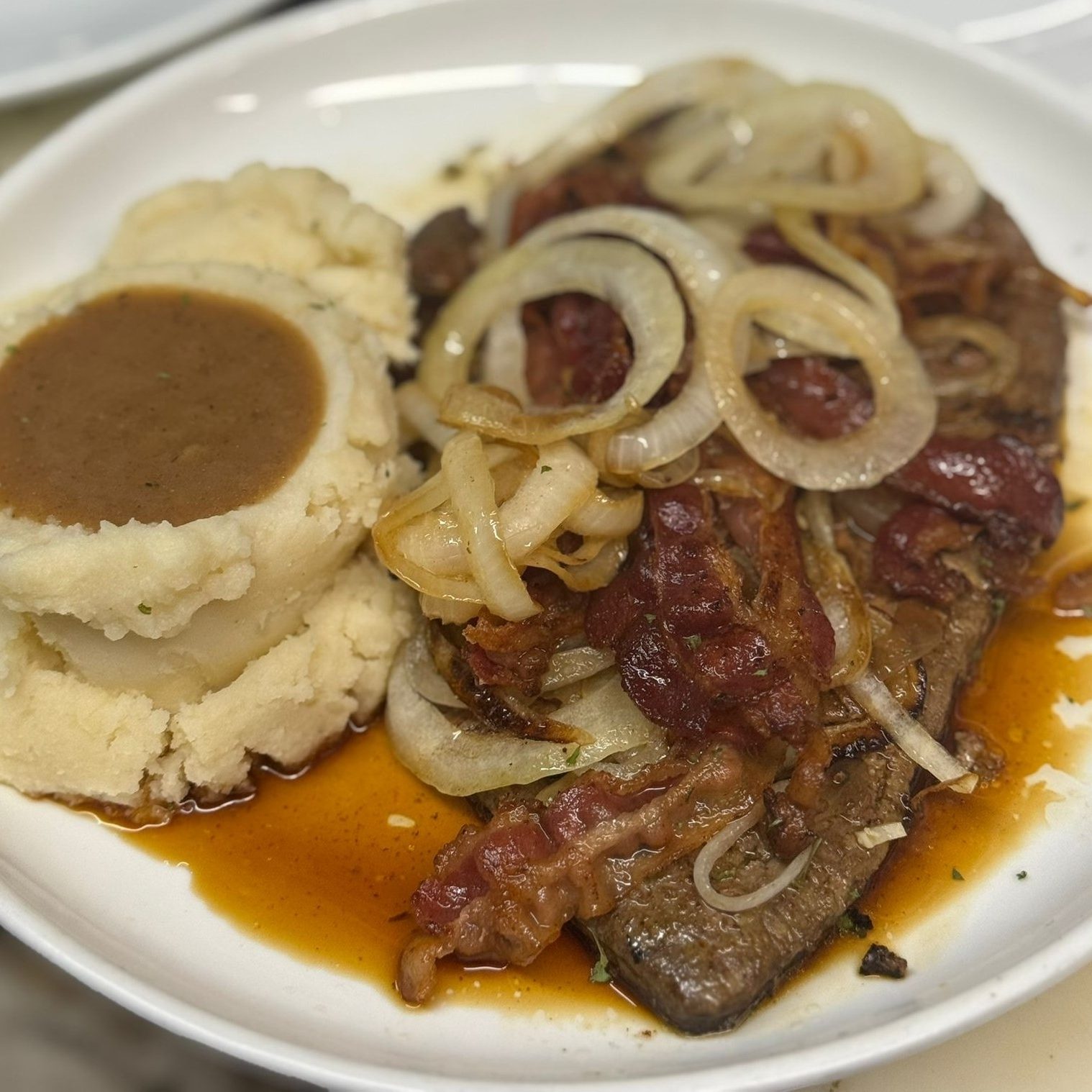 Grilled Beef Liver with Bacon Dinner.