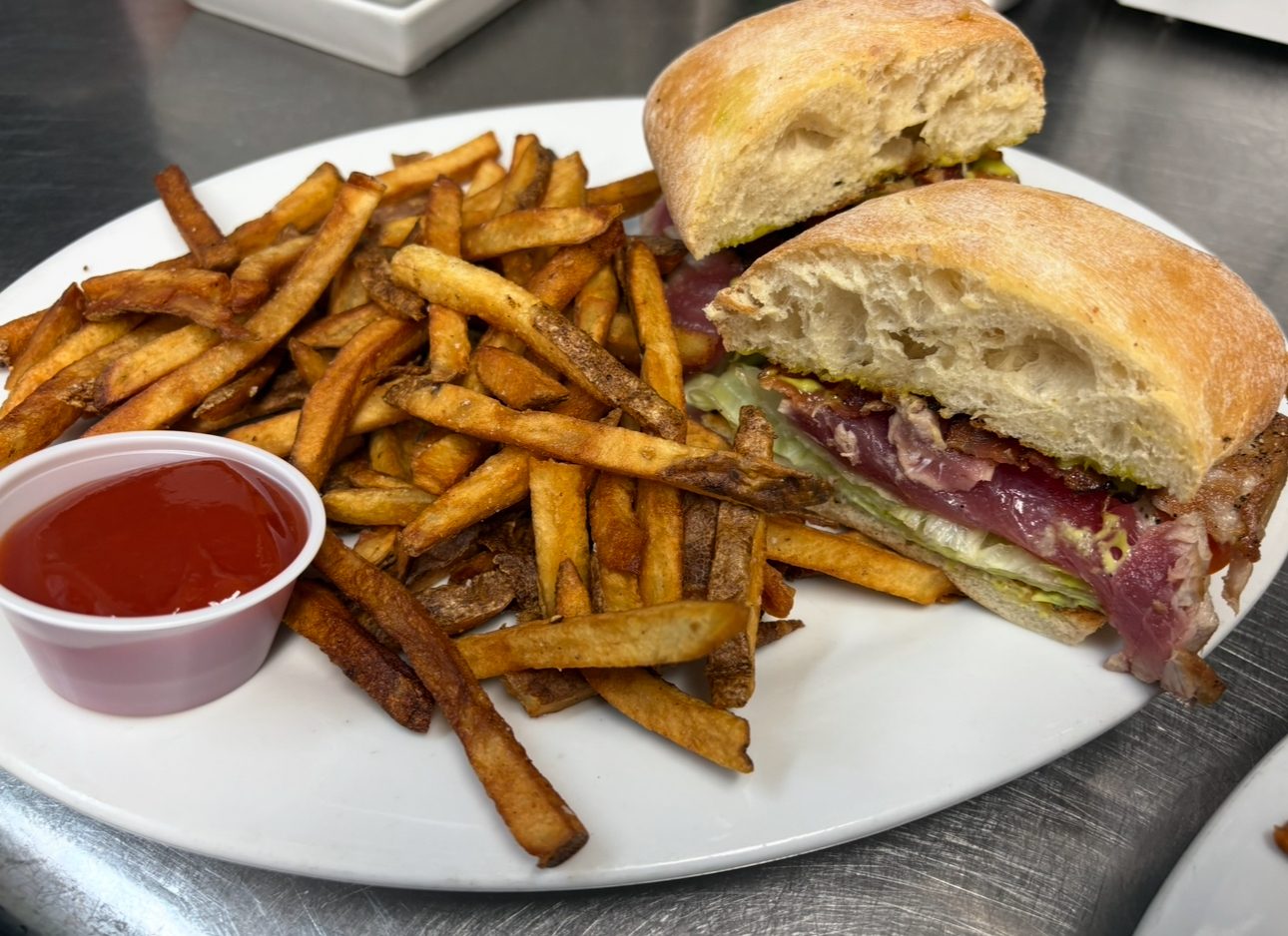 Seared Tuna BLT Sandwich.