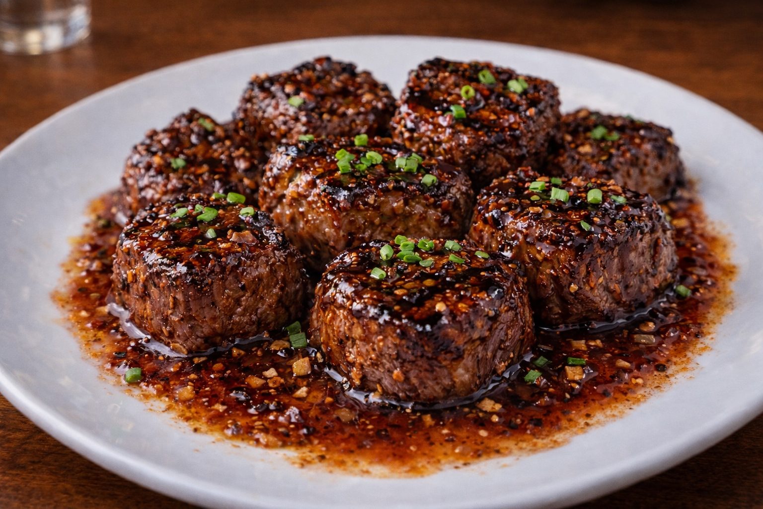 Honey Pepper Filet Mignon Bites.