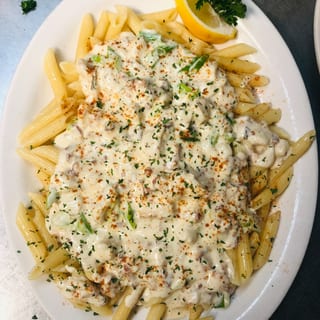 Pasta Topped with Jumbo Lump Crab 