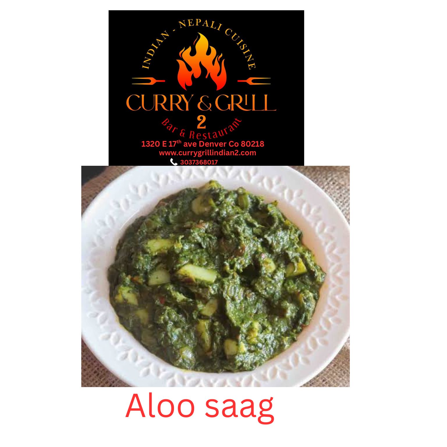 Aloo Saag (potato).