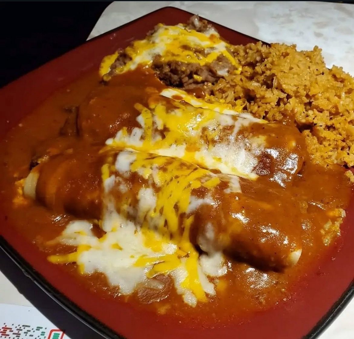 Enchiladas Especiales (Our Signature Enchilada Sauce).