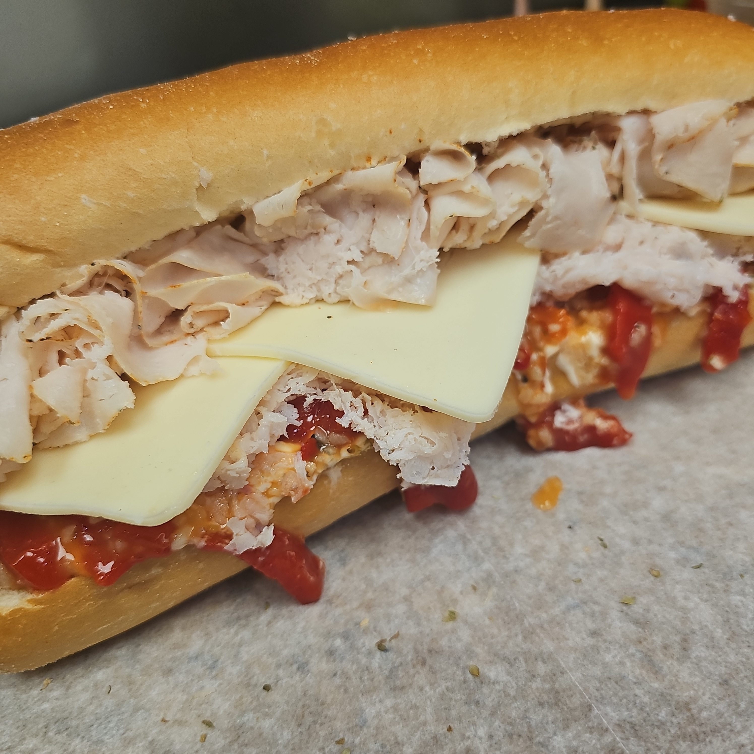 #4 Sliced Turkey Breast, Mozzarella Cheese Sandwich.