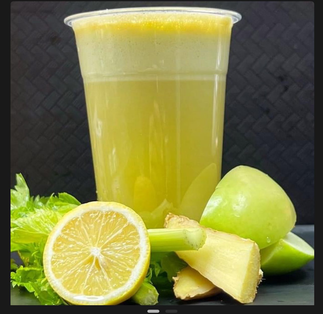 Apple, Celery, Lemon Ginger Juice.
