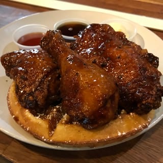 Fried Chicken & Cornbread Waffles - SpiSeattle (Mild-Moderate Spicy)