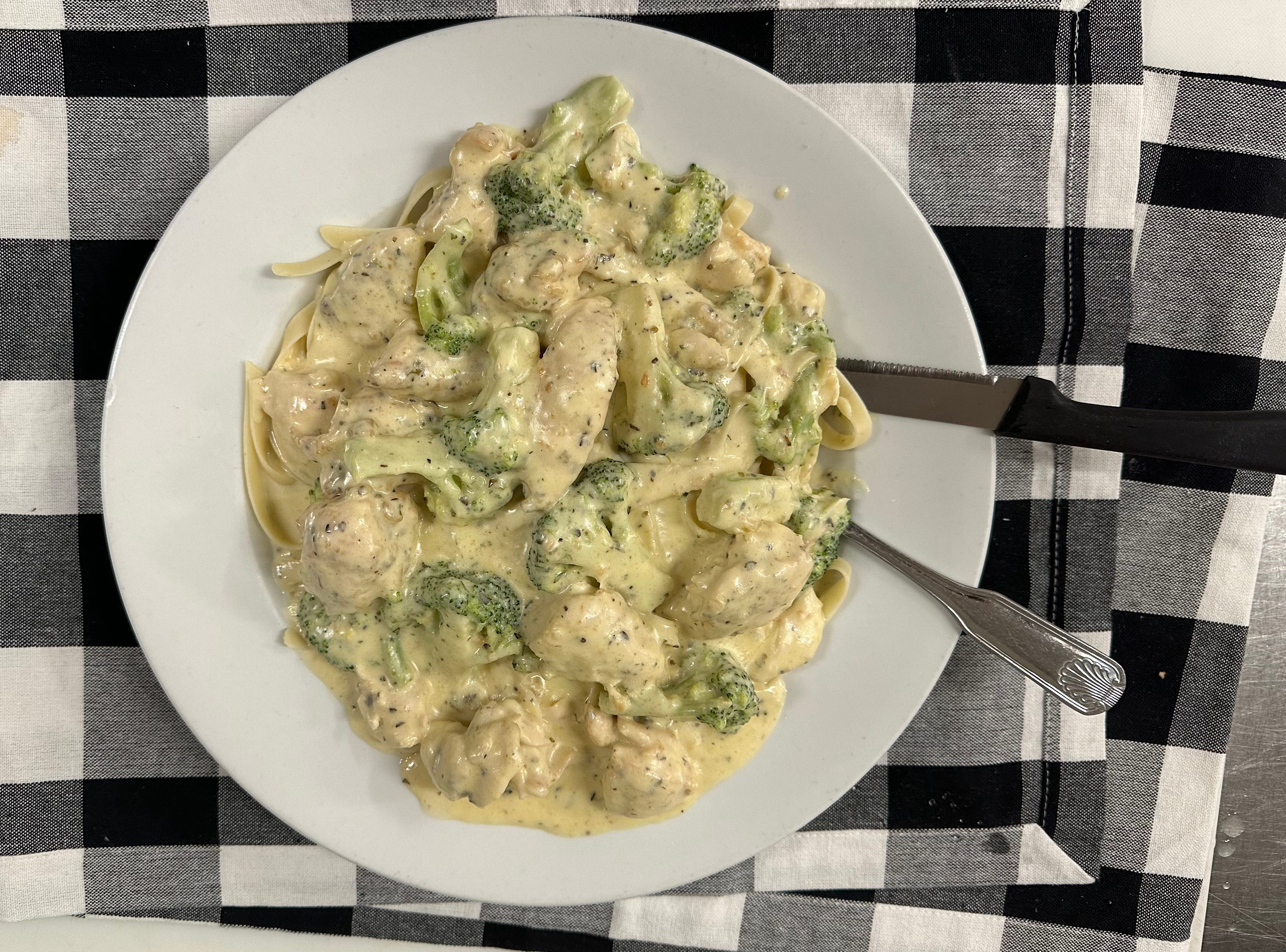 Chicken & Broccoli Alfredo.