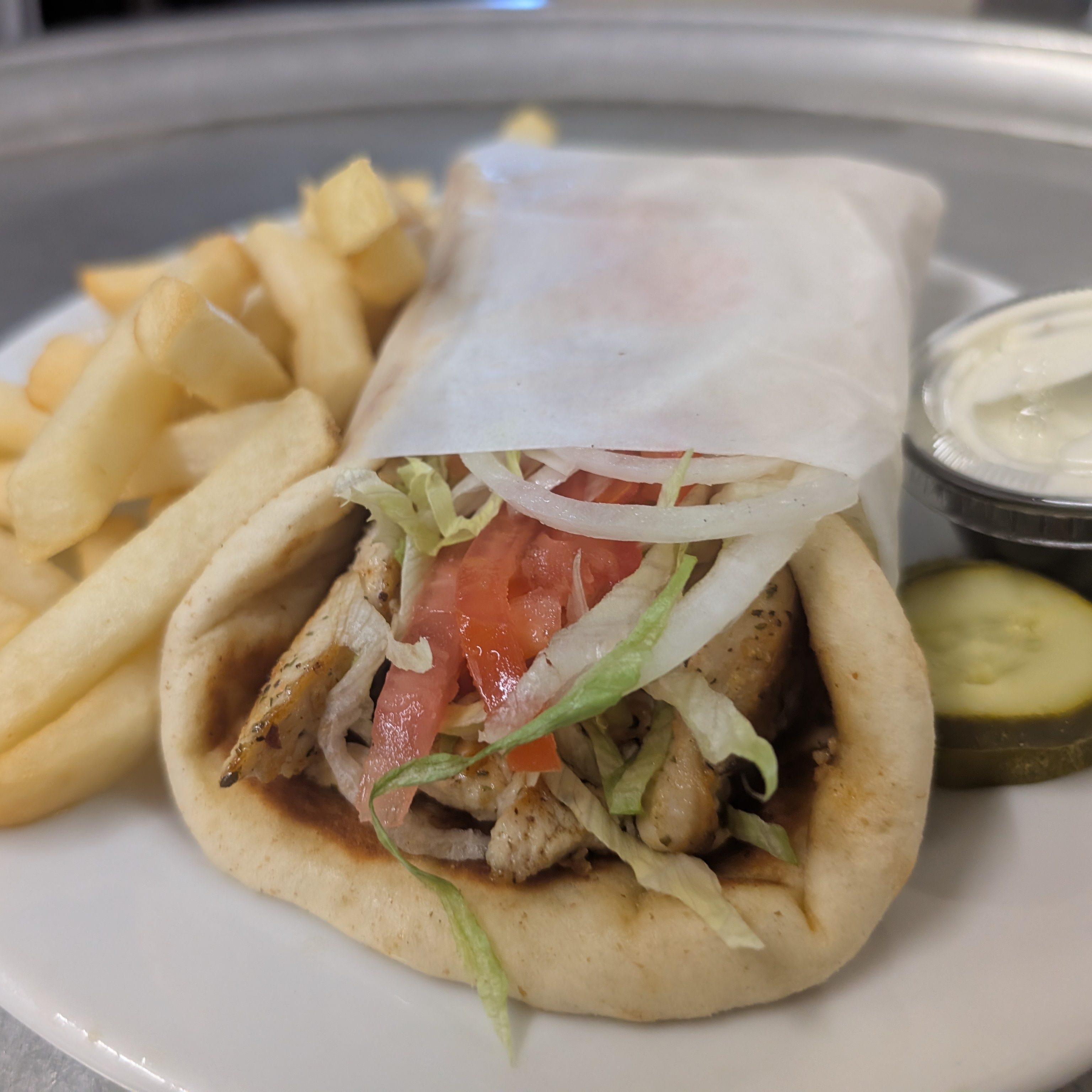 Chicken Souvlaki Sandwich.