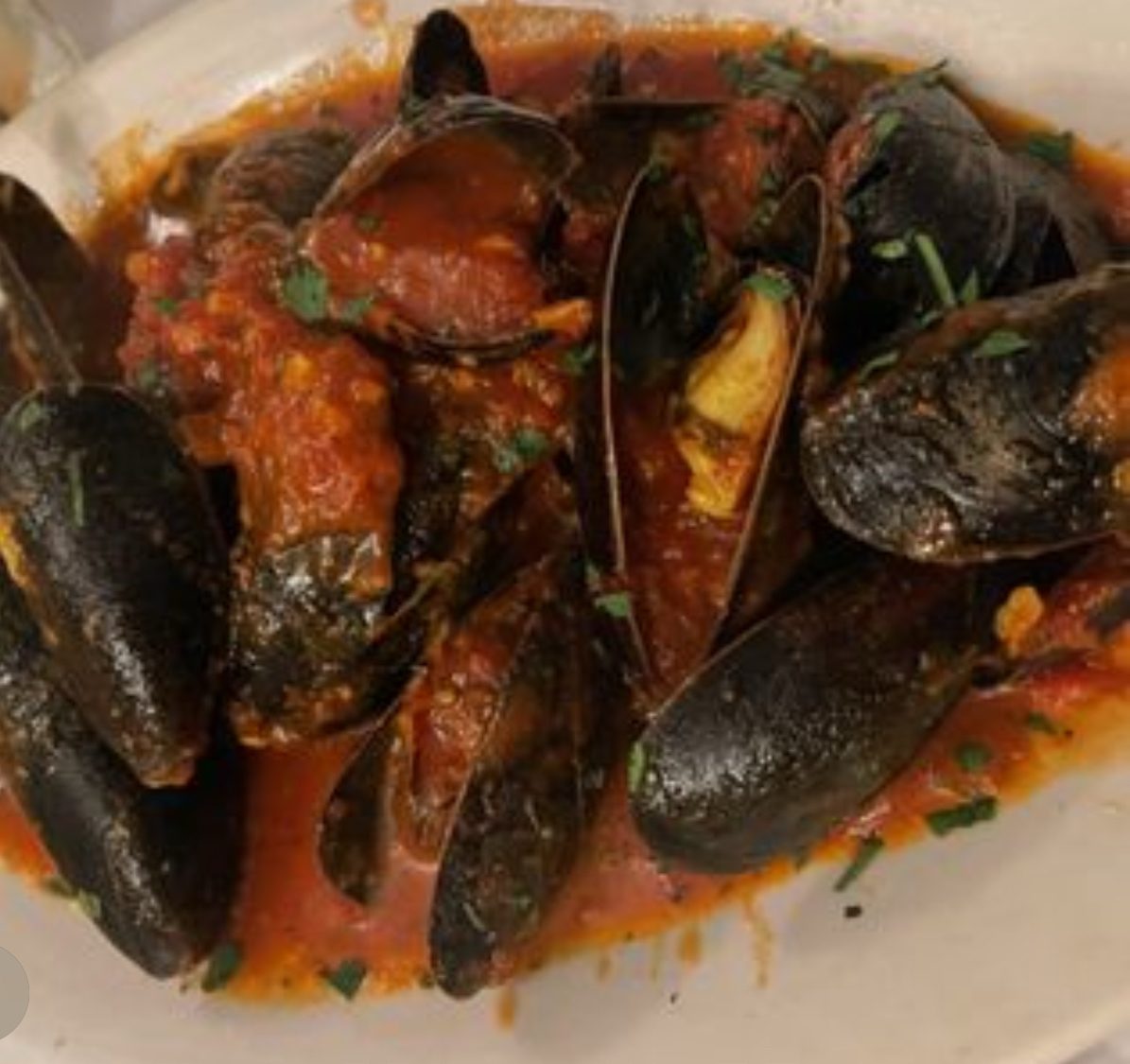 Mussels marinara.