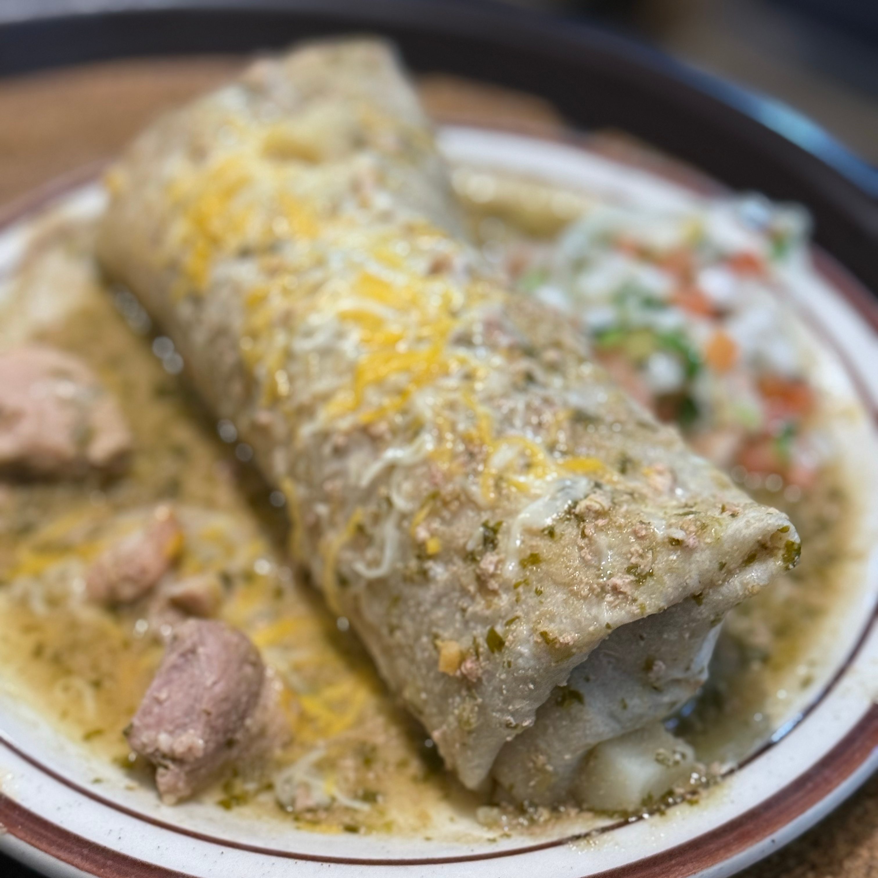 Chile Verde Burrito Smothered.