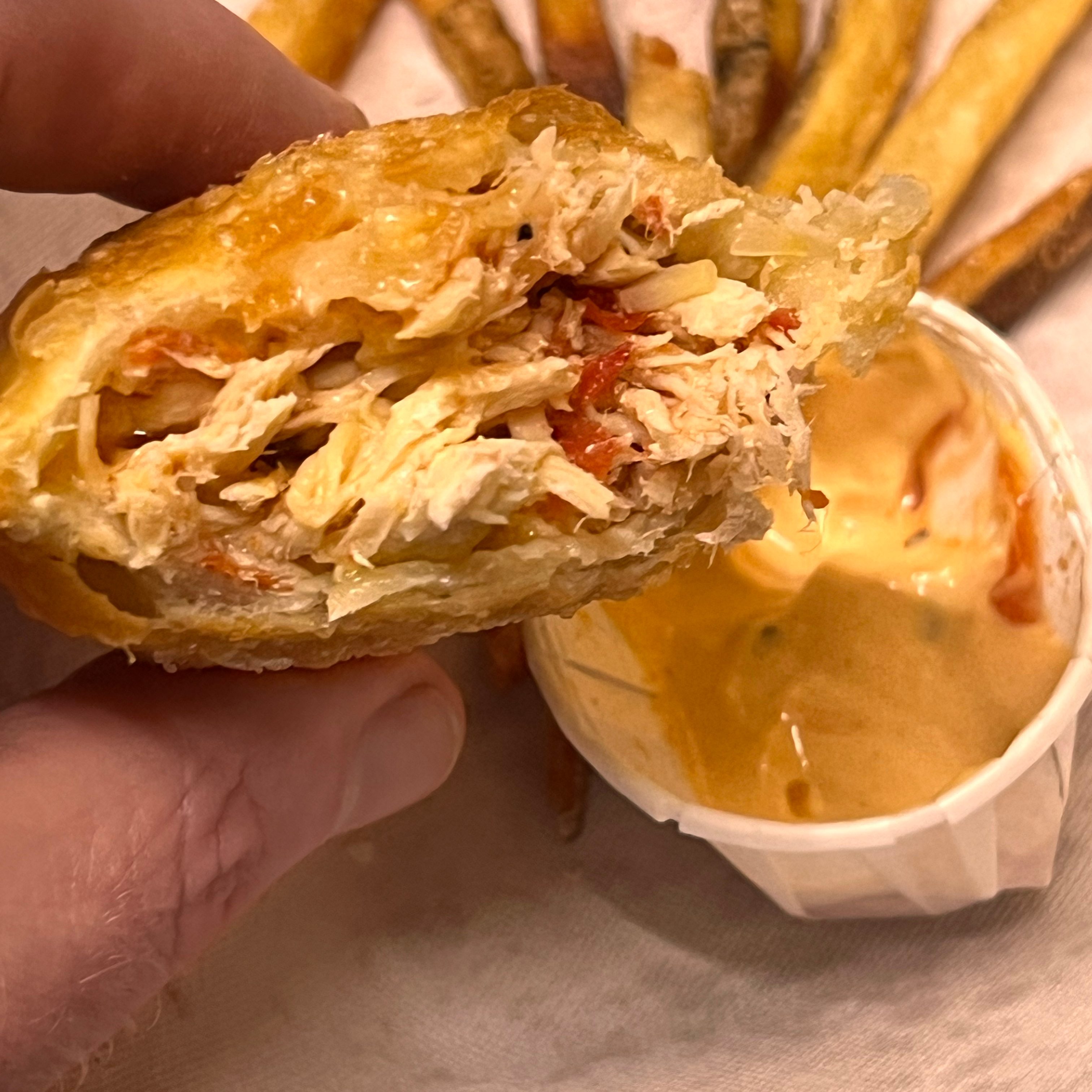 Beef potato and cheese empanada.