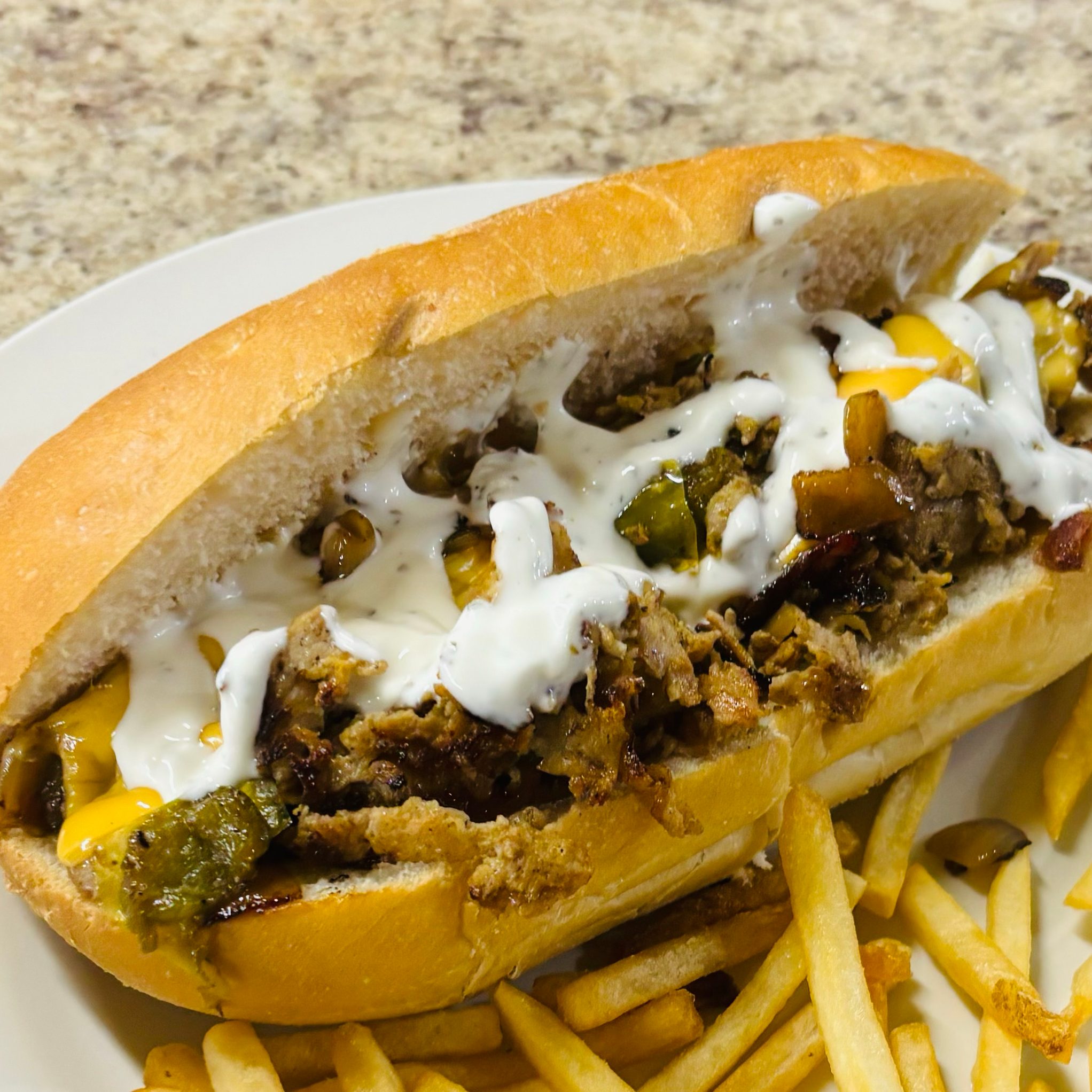 Plain Cheesesteak Sub.