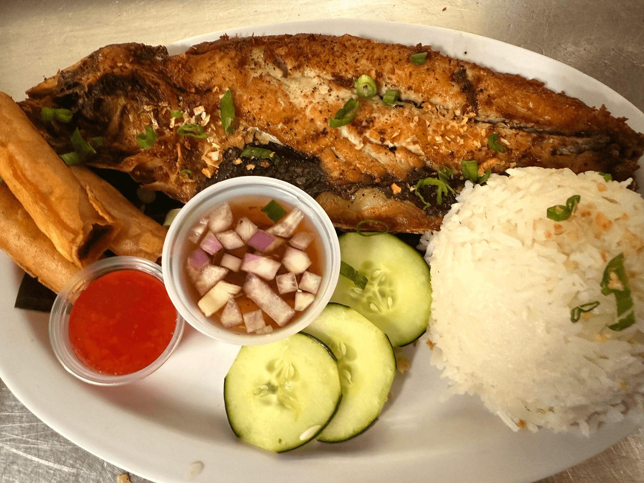Fried Bangus Plate (Milkfish).