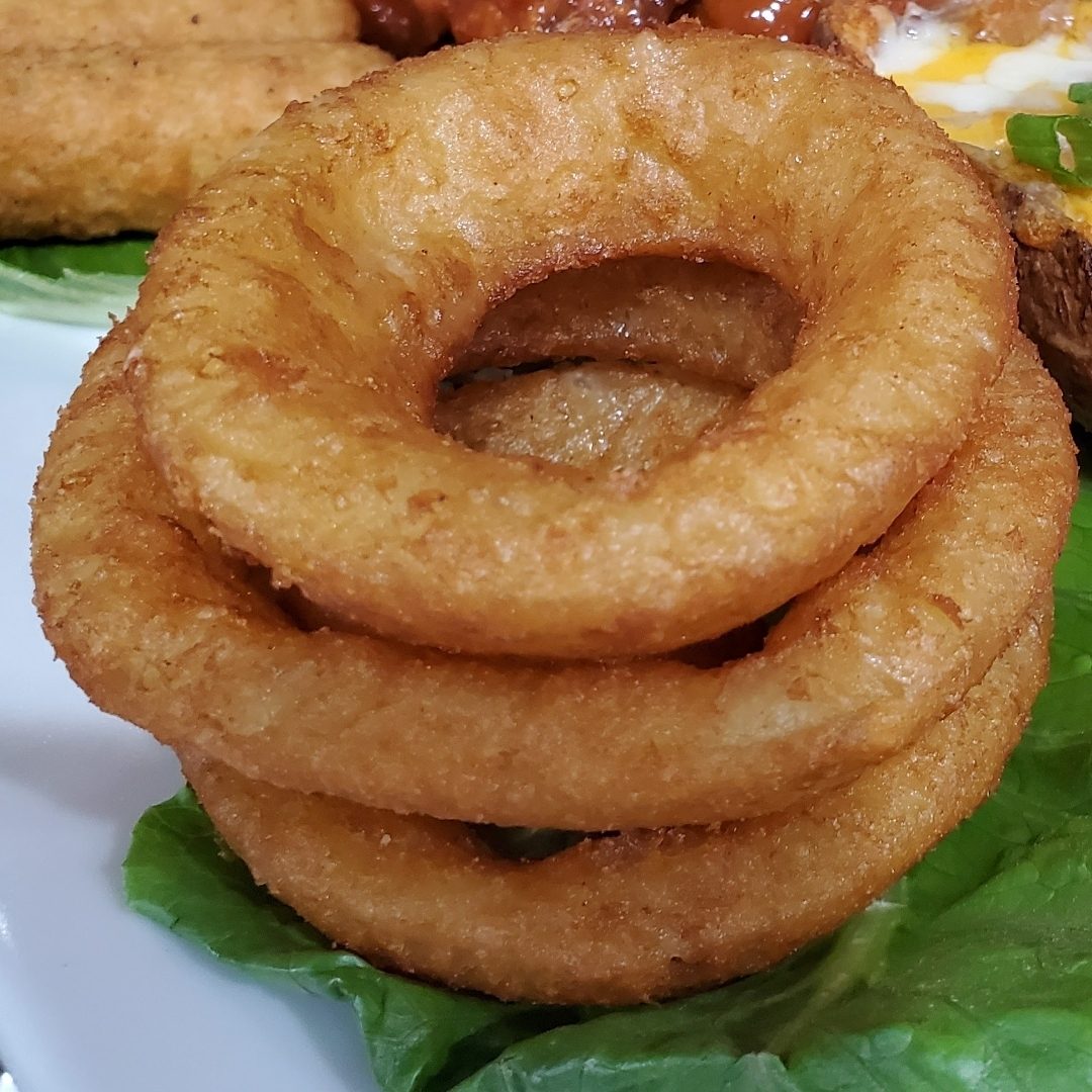 Basket of Crispy Onion Rings.