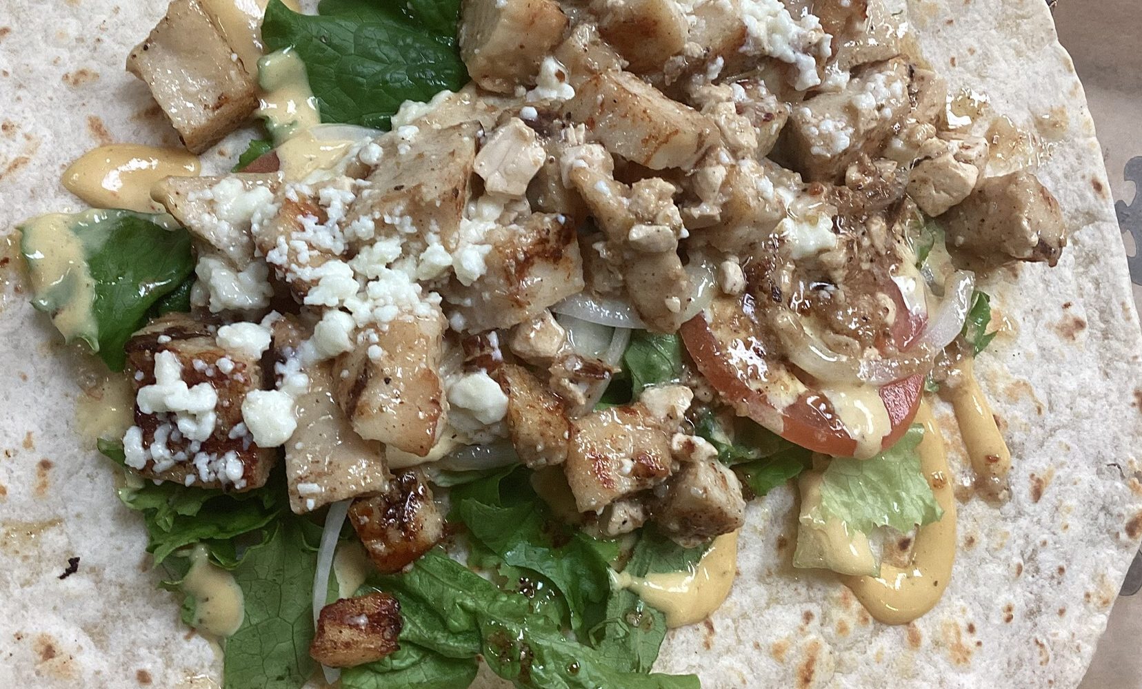 Greek Chicken Wrap.