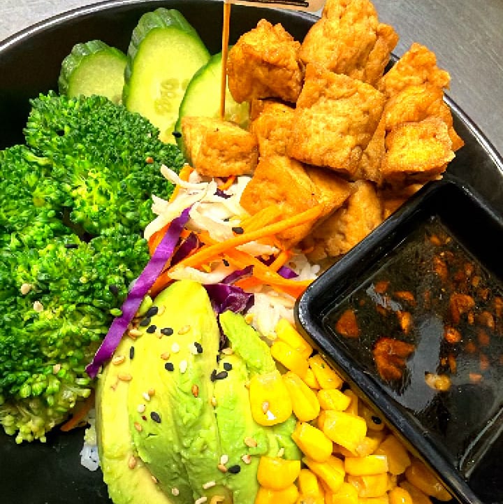 Crispy Tofu Teriyaki Bowl.