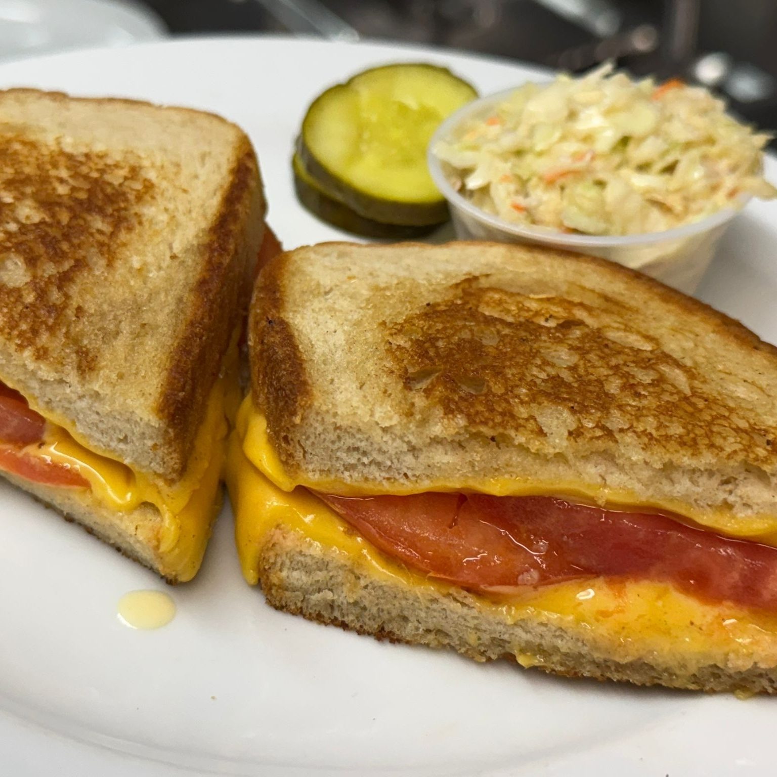 Grilled Cheddar with Tomato Sandwich.