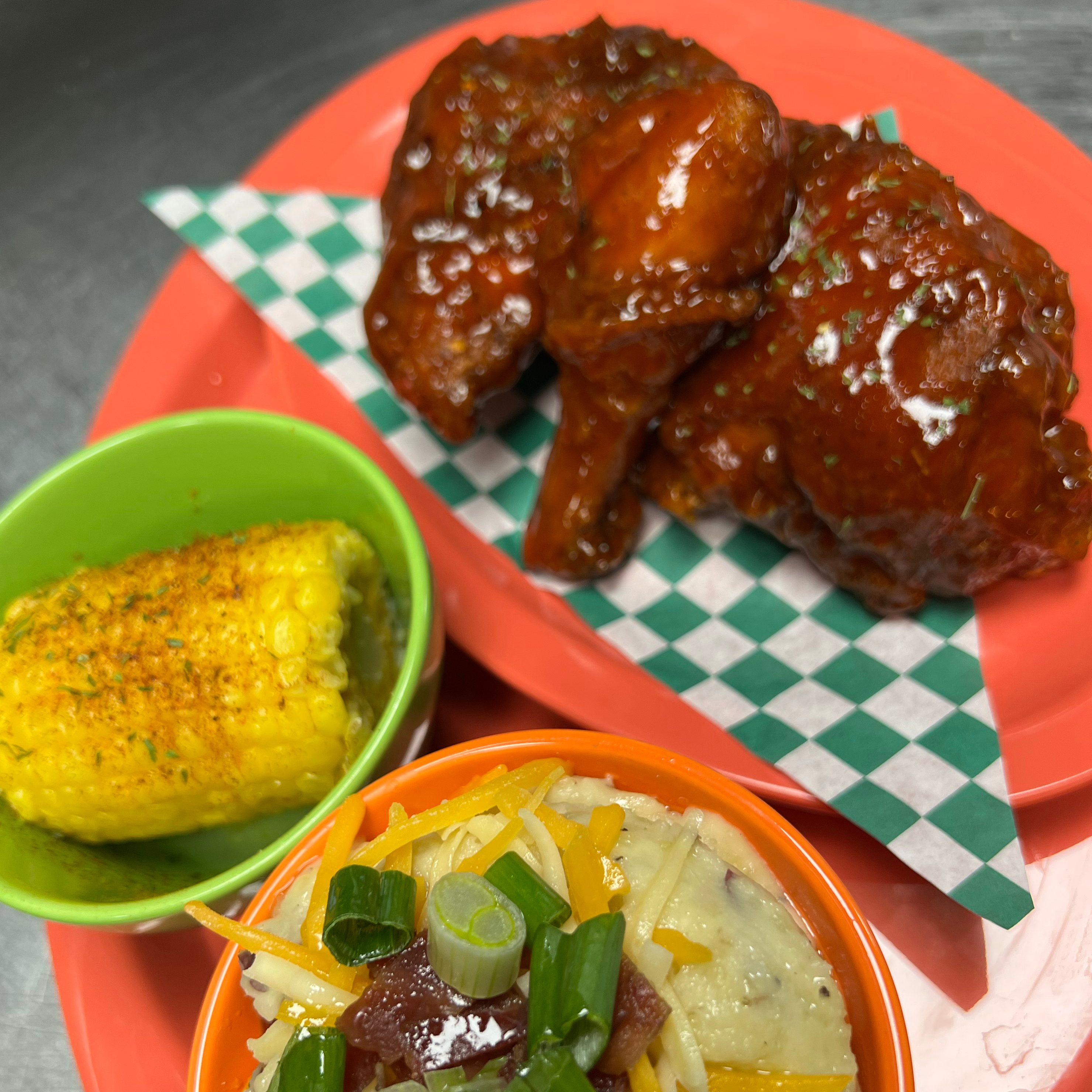 Honey Hot Fried Chicken Dinner.