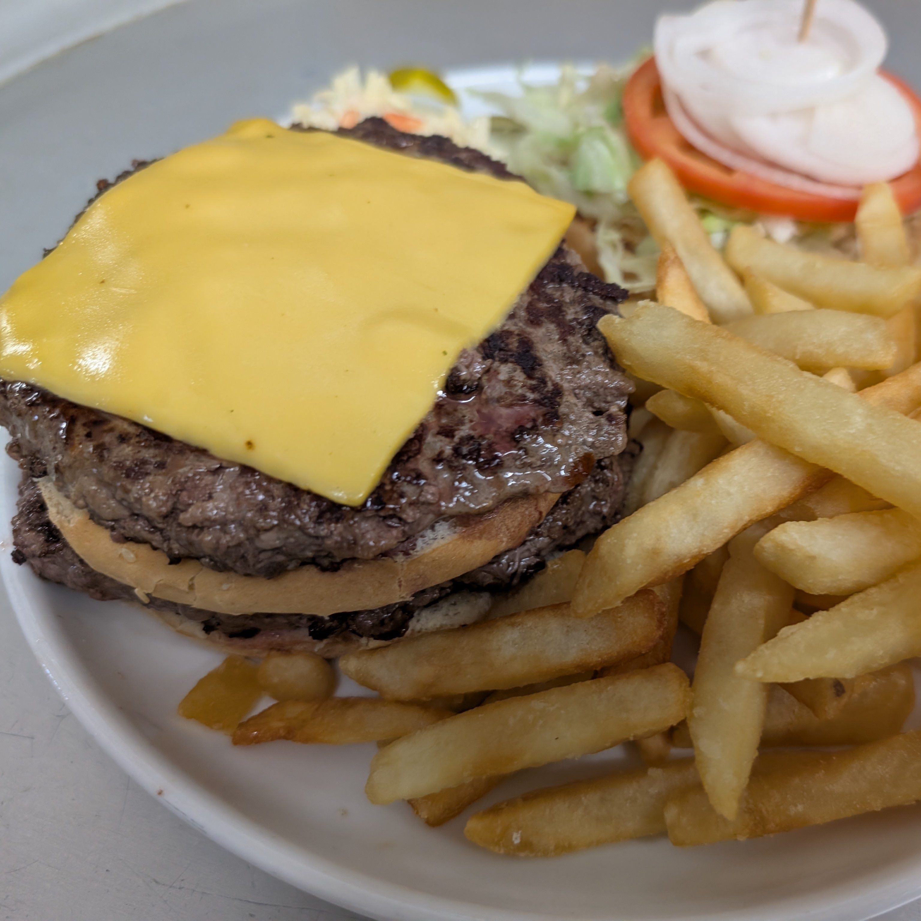 Blooming Cheeseburger (Double Cheeseburger) (Half Pound).