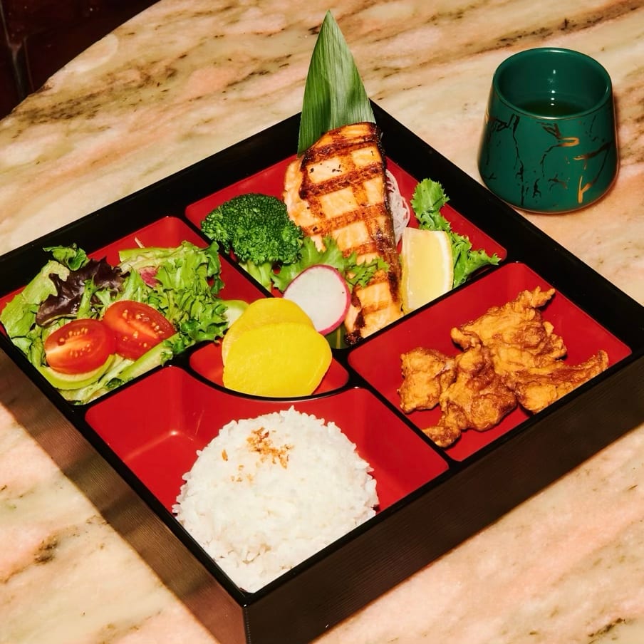 Salmon Teriyaki Bento Box Lunch Special.