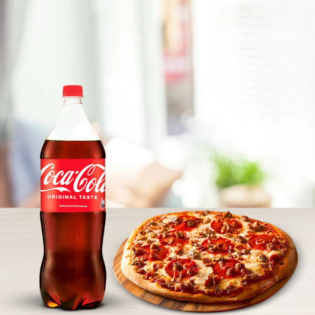 Medium One Topping Pizza with 20 Oz Drink.